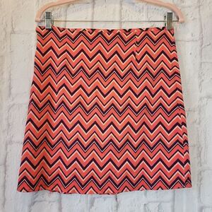 ANNABELLA Orange Navy Chevron Skirt